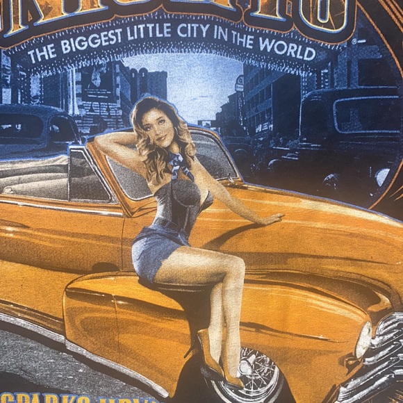 Gildan Hot August Nights Tee Black Orange Size M - Picture 6 of 6